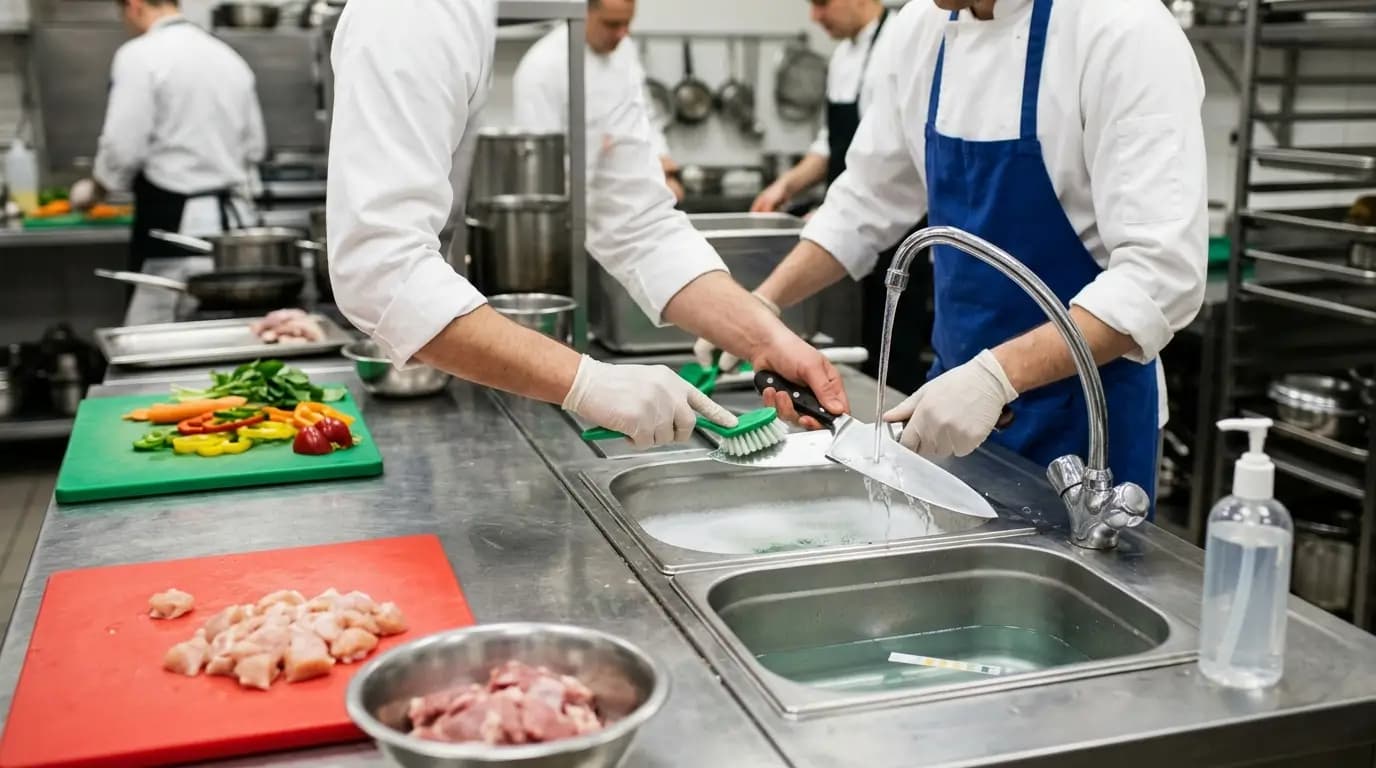 When Must A Knife Be Cleaned And Sanitized?